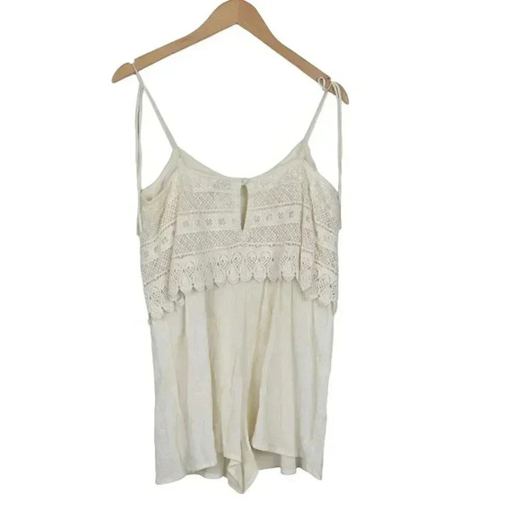 Topshop Romper Crochet Lace V-Neck Cream Ivory Size 8 - Picture 8 of 11